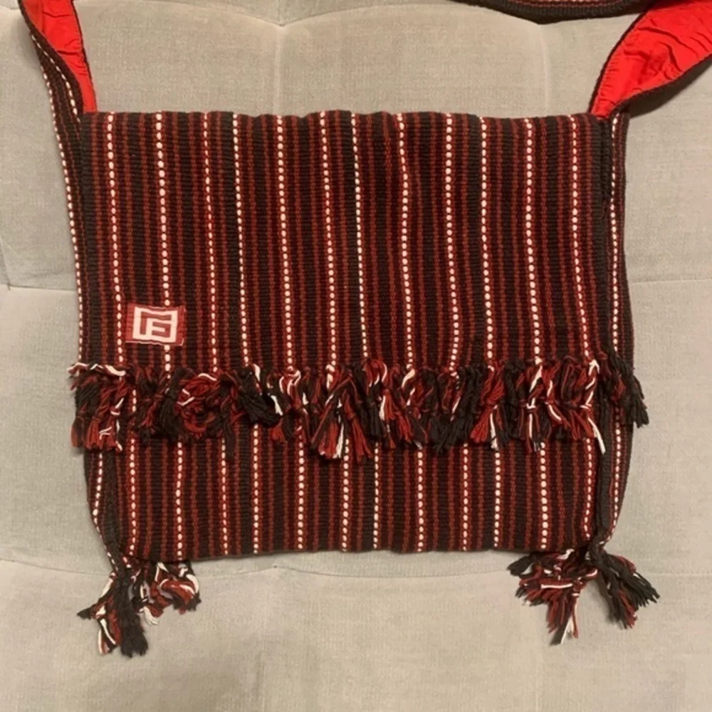 Vintage Hippie Boho Hobo Bag Tassels Red Black